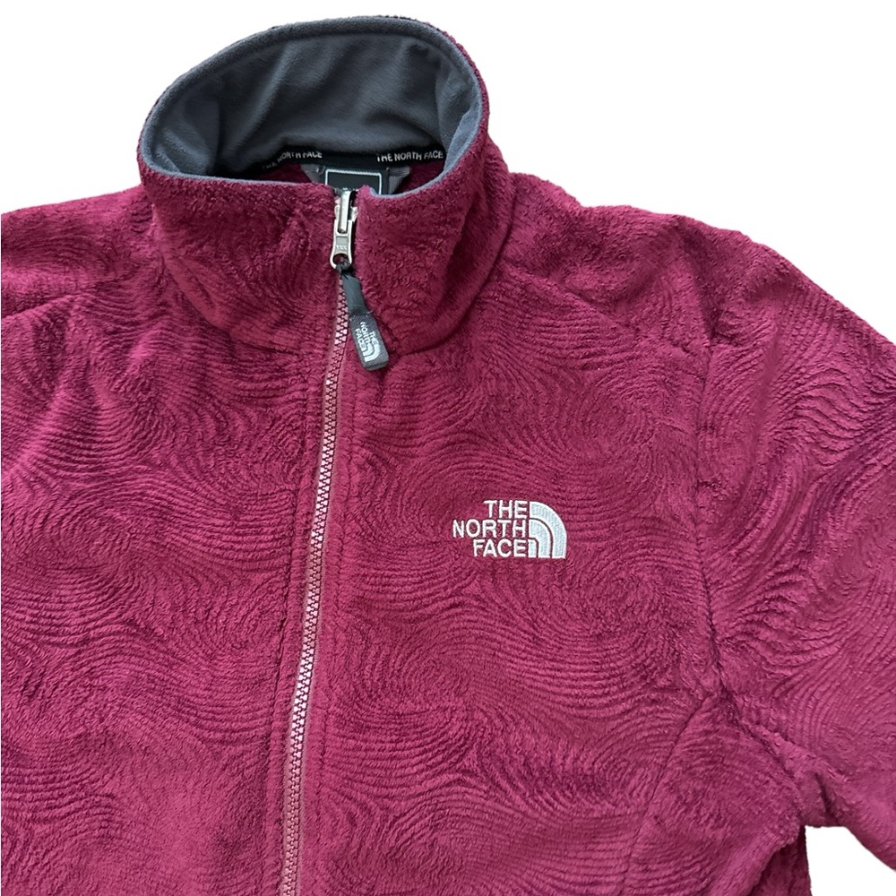 The North Face Burgundy Rare Pattern Fleece‎ Full Zip Up Jacket Women’s Medium